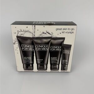 Clinique For Men Great Skin To Go Kit Set - Normal to Oily Skin Face Wash Scrub